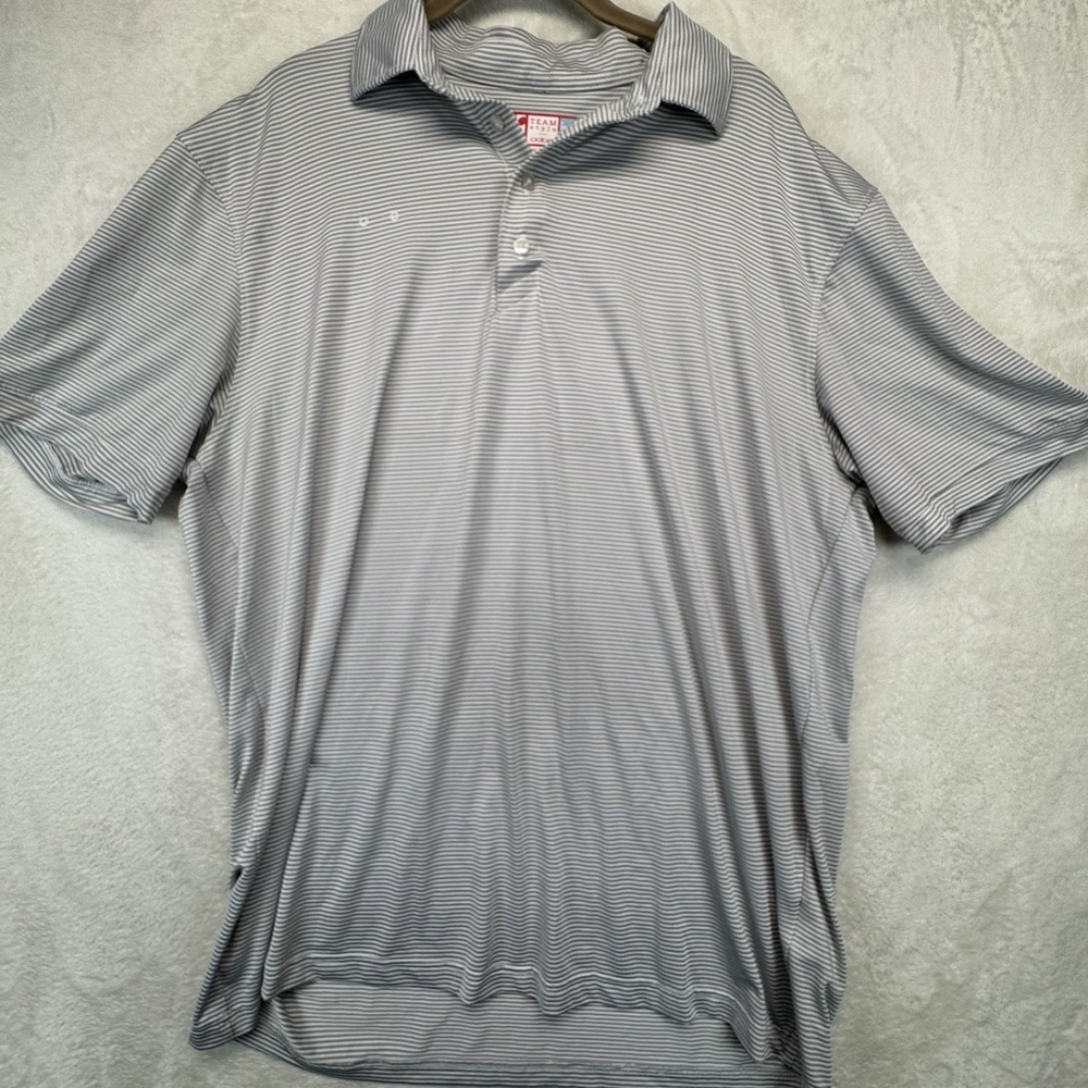 Chick-fil-A Employee Polo Shirt Men's L Gray Striped Uniform Work Performance